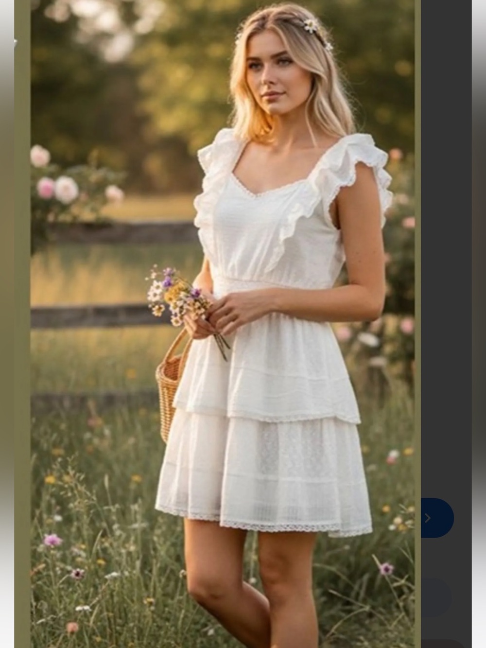 Beautiful American Eagle Outfitters 100% Cotton White Ruffled Tiered Mini Dress